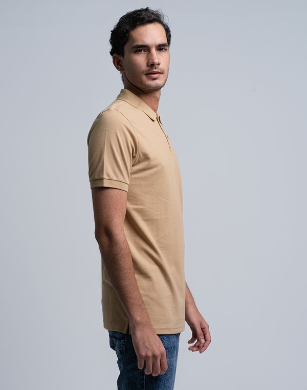 NOLIMIT Men's Slim Fit Polo T-Shirt Beige