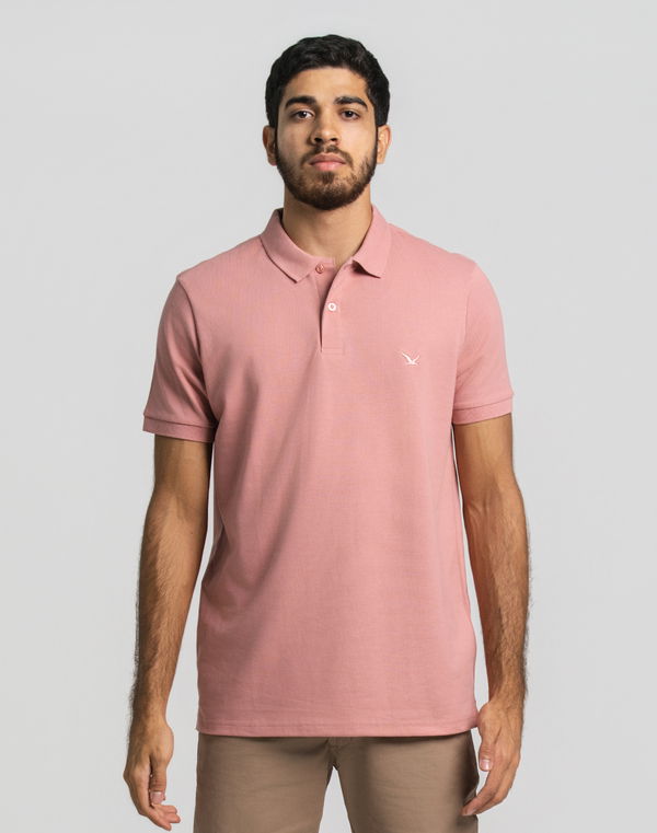 NOLIMIT Men's Slim Fit Polo T-Shirt Salmon Pink