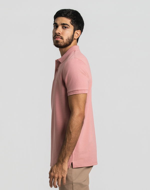 NOLIMIT Men's Slim Fit Polo T-Shirt Salmon Pink