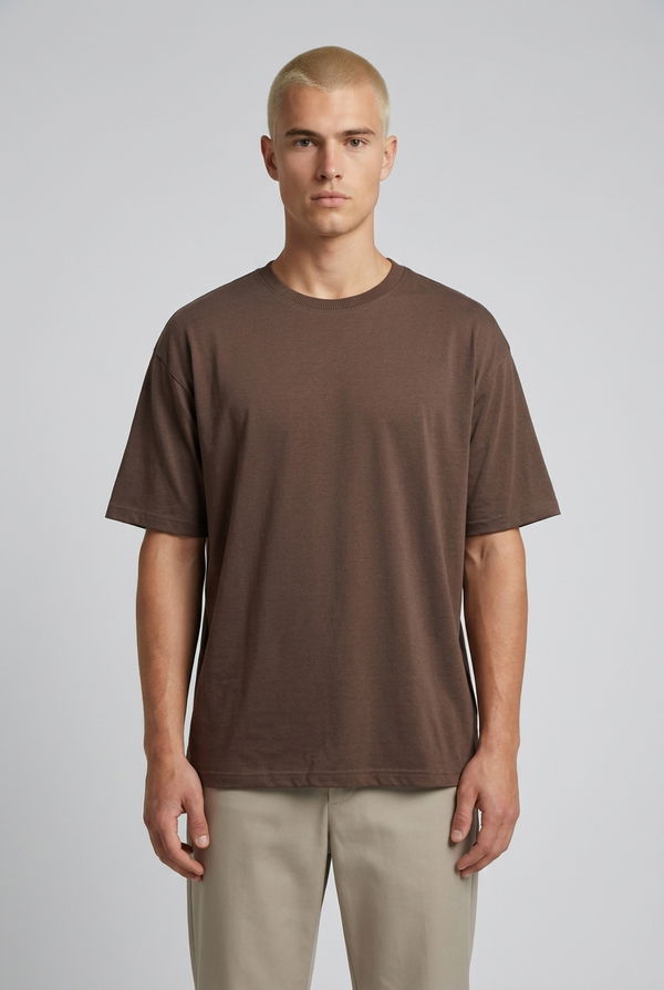 NOLIMIT Men's Crew Neck Oversized T-Shirt Dark Brown