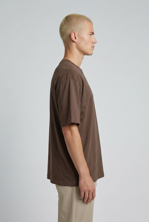 NOLIMIT Men's Crew Neck Oversized T-Shirt Dark Brown