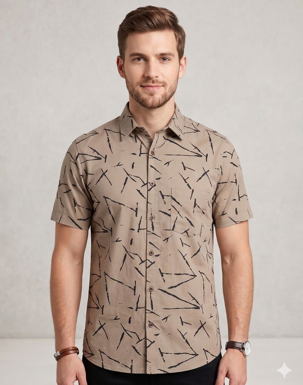 NOLIMIT Men's Regular Fit Casual Shirt Beige