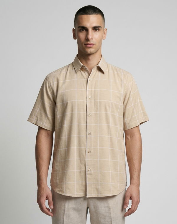 NOLIMIT Men's Regular Fit Casual Shirt Beige