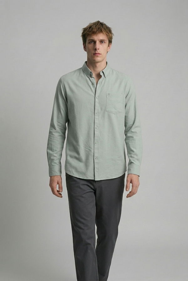NOLIMIT Men's Regular Fit Casual Shirt Olive Green