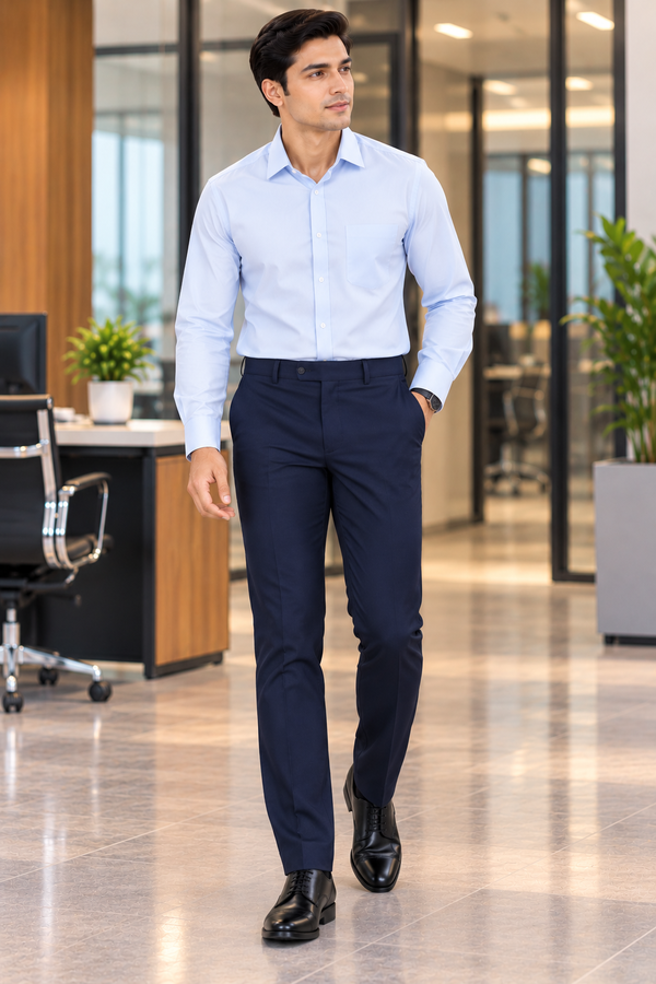 NOLIMIT Men's Regular Fit Formal Trouser Navy