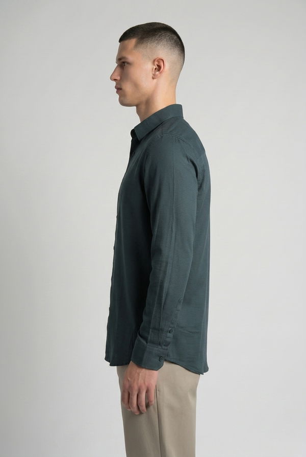 NOLIMIT Men's Slim Fit Casual Shirt Dark Green