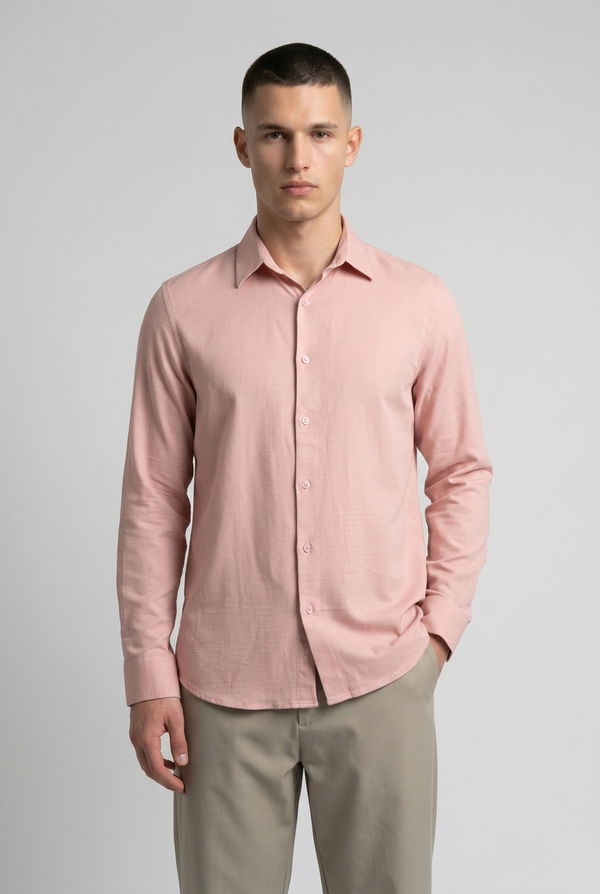 NOLIMIT Men's Slim Fit Casual Shirt Peach