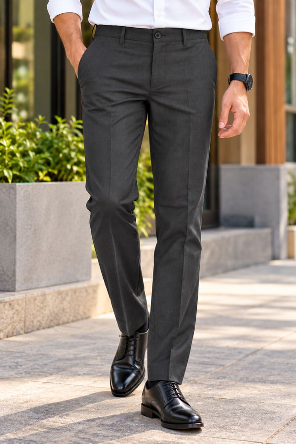 NOLIMIT Men's Slim Fit Formal Trouser Dark Grey