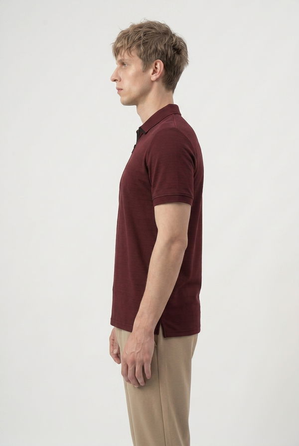NOLIMIT Men's Slim Fit Polo T-Shirt Maroon