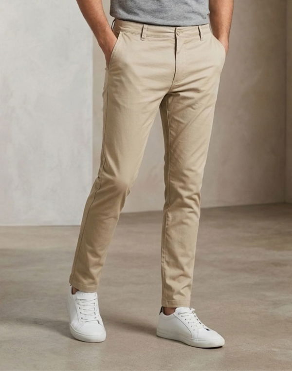 NOLIMIT Men's Slim Fit Standard Waist Casual Pant Beige