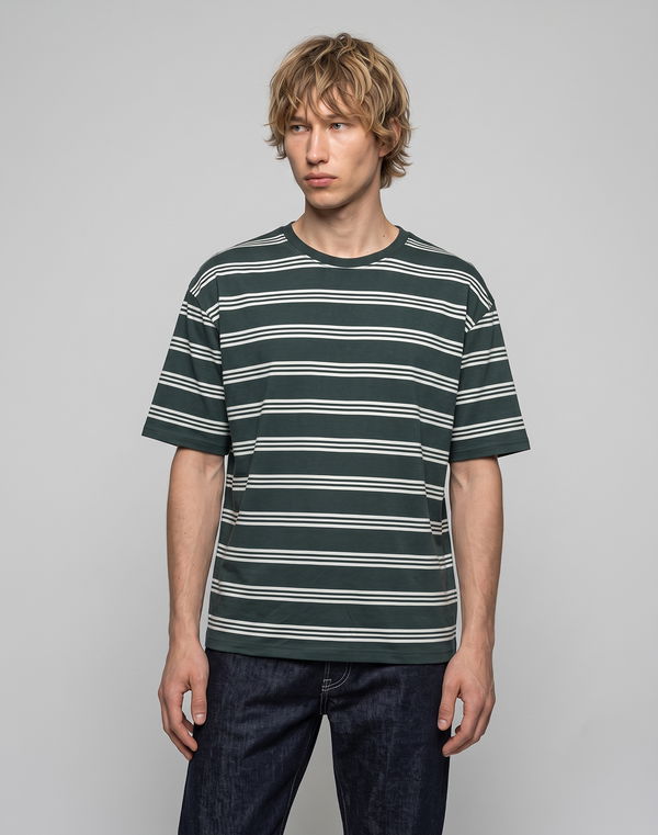NOLIMIT Men's Stripe Oversized T-Shirt Dark Green