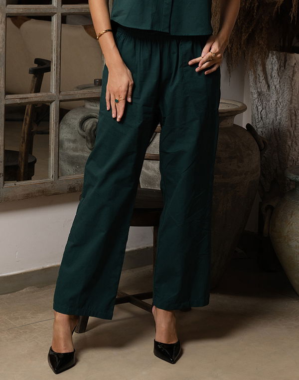 NOLIMIT OFF BEAT IMPRESSIONS Women's Wide Leg Casual Pant Dark Green