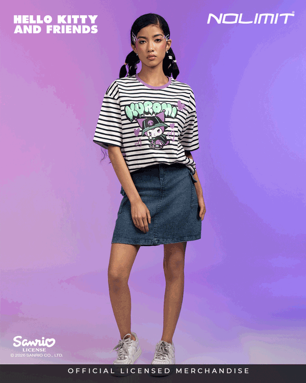 NOLIMIT SANRIO Girls Stripe Oversized T-Shirt
