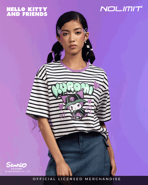 NOLIMIT SANRIO Girls Stripe Oversized T-Shirt