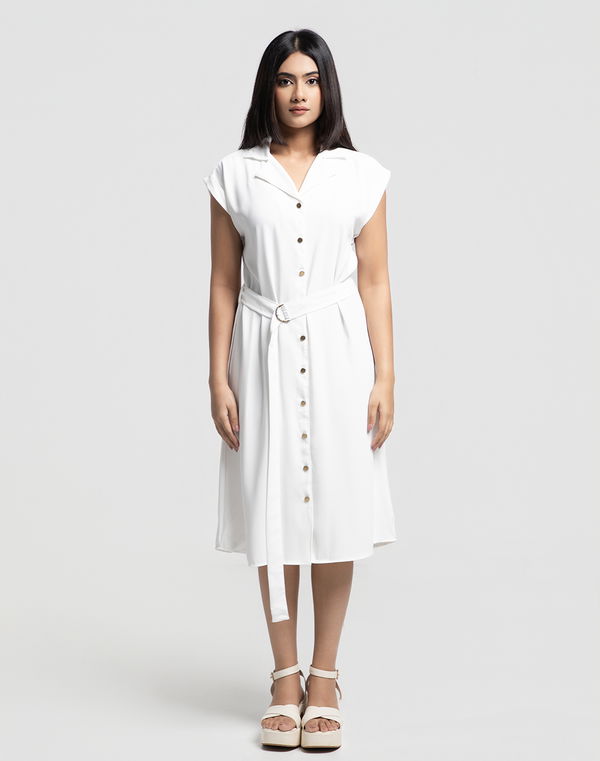 NOLIMIT STRIPE WORK Women's Maggie Sleeve Formal Dress White