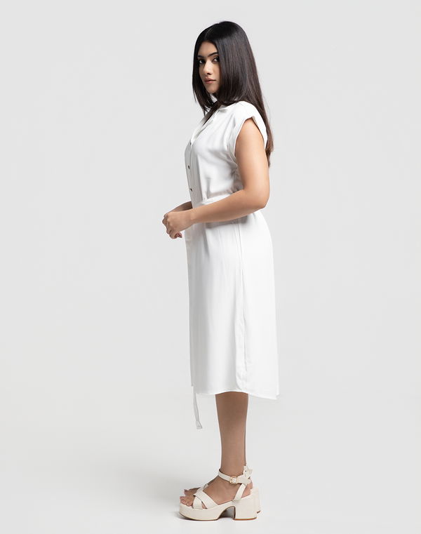 NOLIMIT STRIPE WORK Women's Maggie Sleeve Formal Dress White