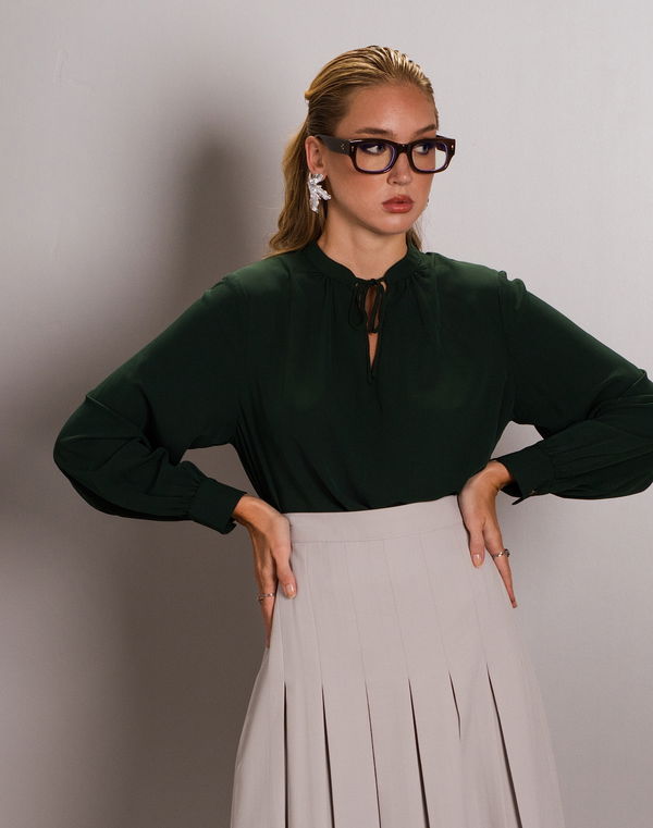 NOLIMIT THE POLKA CODE Self Tie Neck Formal Blouse