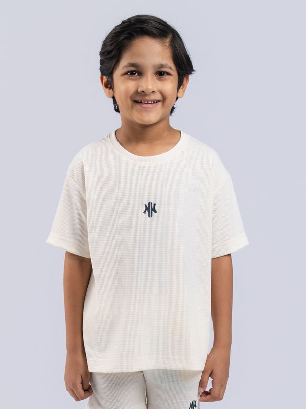 NOLIMIT URBAN WEAE Kids Boys Crew Neck Short Sleeve Oversized T-Shirt Oof White