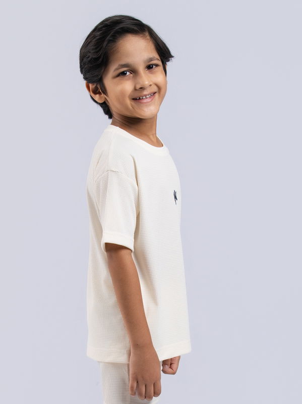NOLIMIT URBAN WEAE Kids Boys Crew Neck Short Sleeve Oversized T-Shirt Oof White