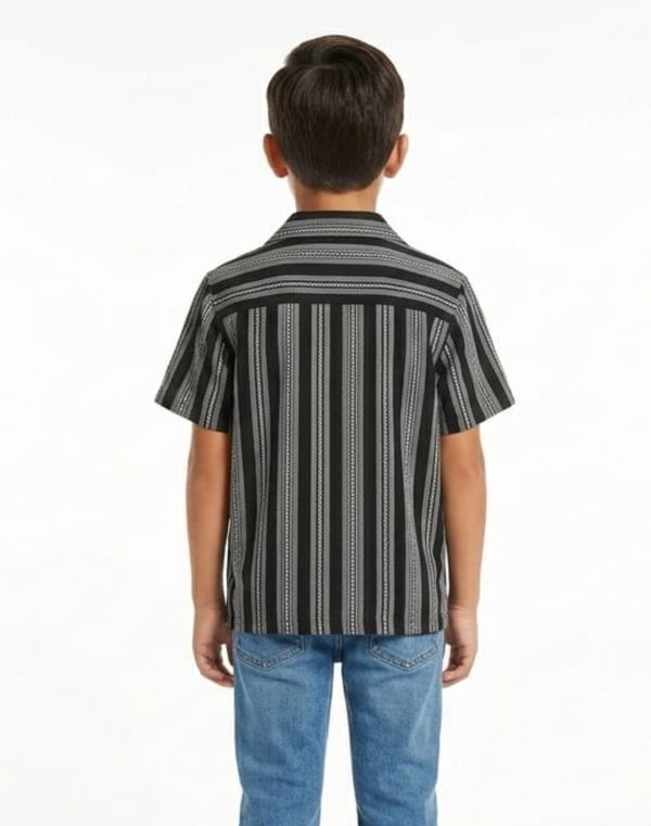 NOLIMIT URBAN WEAR Boys Cuban Collar Oversized Casual Shirt Black