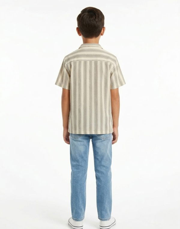NOLIMIT URBAN WEAR Boys Cuban Collar Oversized Casual Shirt Brown