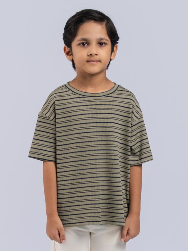 NOLIMIT URBAN WEAR Kids Boys Crew Neck Short Sleeve Oversized T-Shirt Army Green