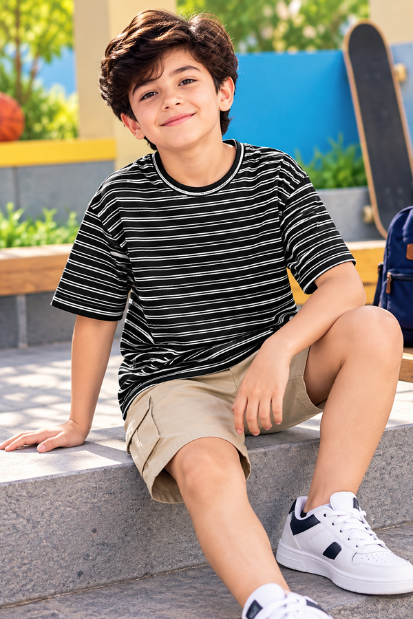 NOLIMIT URBAN WEAR Kids Boys Crew Neck Short Sleeve Oversized T-Shirt Black