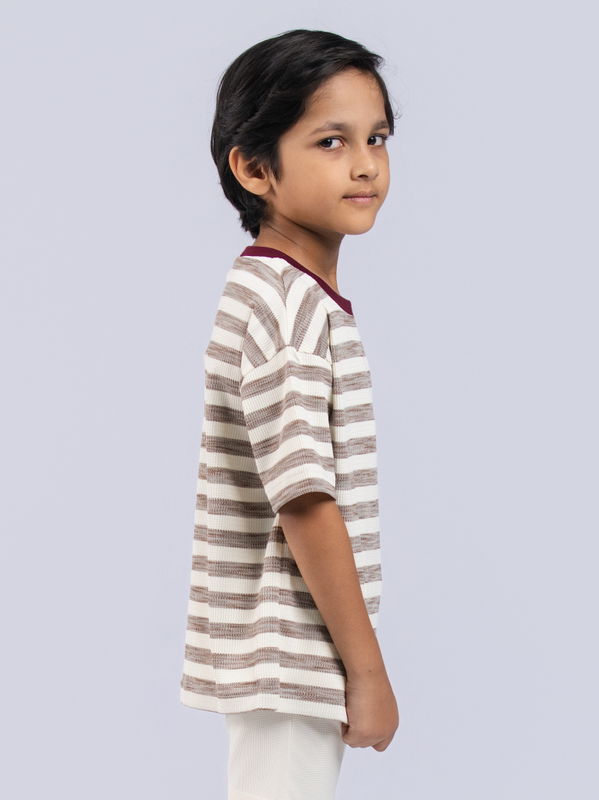NOLIMIT URBAN WEAR Kids Boys Crew Neck Short Sleeve Oversized T-Shirt Brown