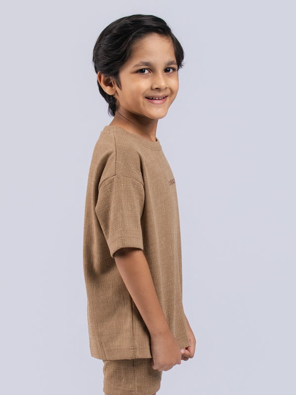 NOLIMIT URBAN WEAR Kids Boys Crew Neck Short Sleeve Oversized T-Shirt Brown