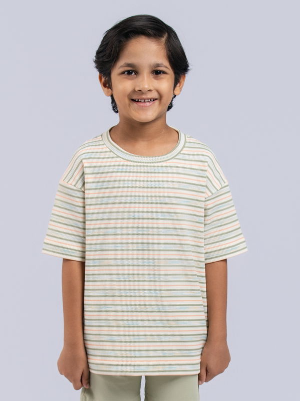 NOLIMIT URBAN WEAR Kids Boys Crew Neck Short Sleeve Oversized T-Shirt Cream