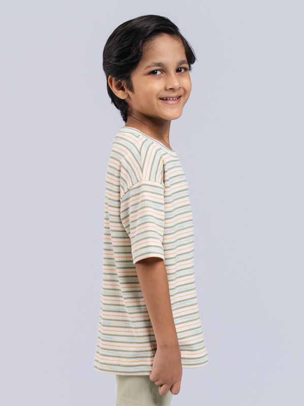 NOLIMIT URBAN WEAR Kids Boys Crew Neck Short Sleeve Oversized T-Shirt Cream