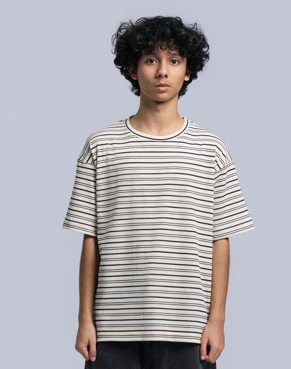 NOLIMIT URBAN WEAR Kids Boys Crew Neck Short Sleeve Oversized T-Shirt Cream