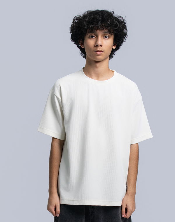 NOLIMIT URBAN WEAR Kids Boys Crew Neck Short Sleeve Oversized T-Shirt Cream