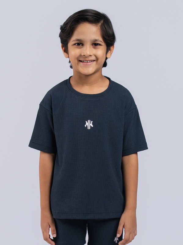 NOLIMIT URBAN WEAR Kids Boys Crew Neck Short Sleeve Oversized T-Shirt Navy