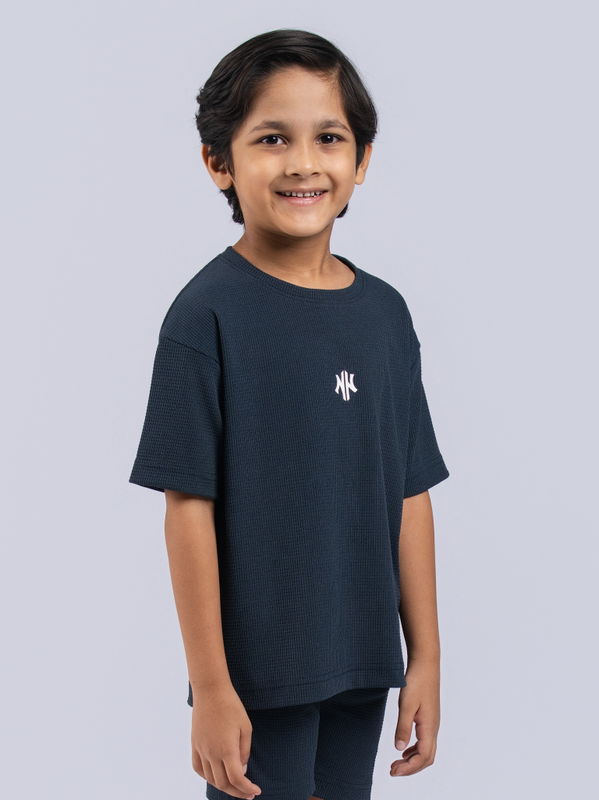 NOLIMIT URBAN WEAR Kids Boys Crew Neck Short Sleeve Oversized T-Shirt Navy
