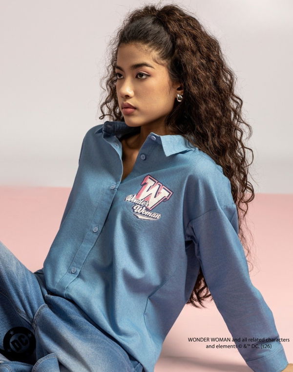 NOLIMIT WARNER BROS Girls Back Print Blouse Blue