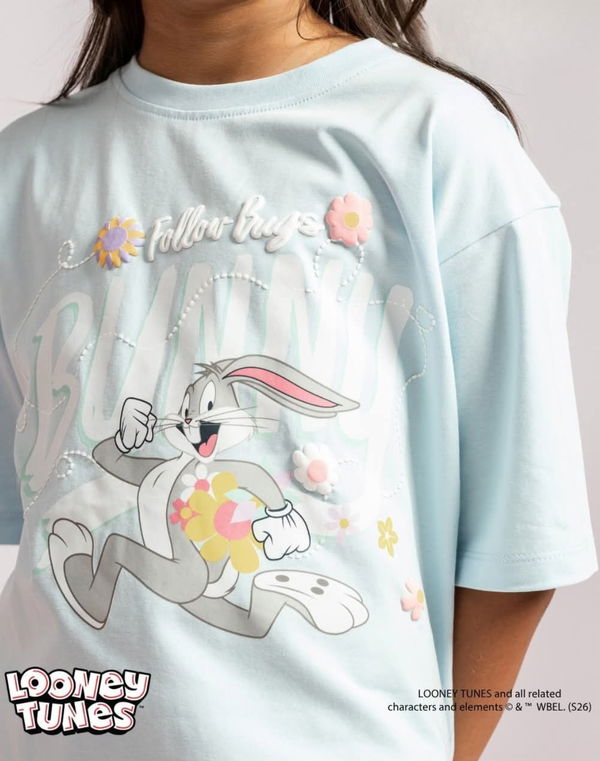 NOLIMIT WARNER BROS Girls Oversized T-Shirt Light Blue