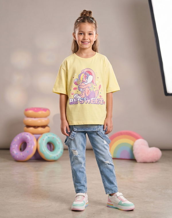 NOLIMIT WARNER BROS Girls Oversized T-Shirt Yellow