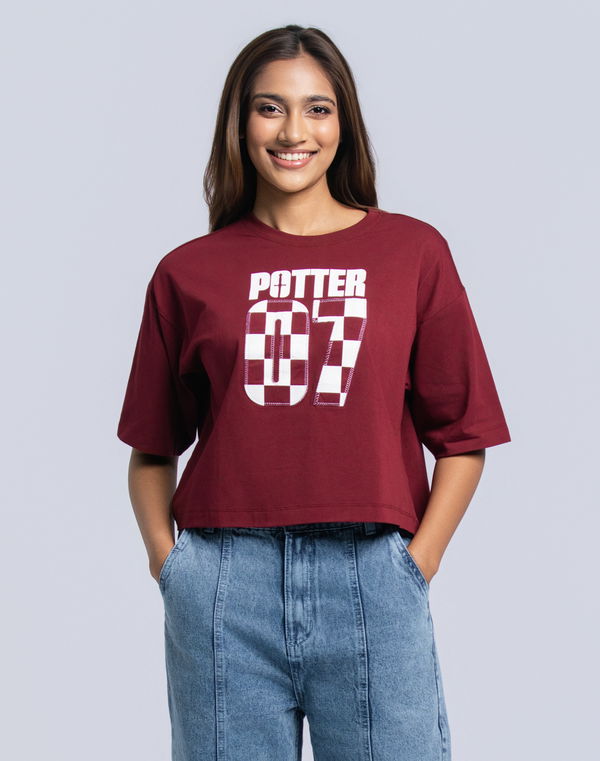 NOLIMIT WARNER BROS Women's Crop T-Shirt Maroon
