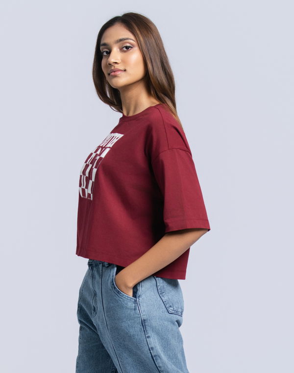 NOLIMIT WARNER BROS Women's Crop T-Shirt Maroon