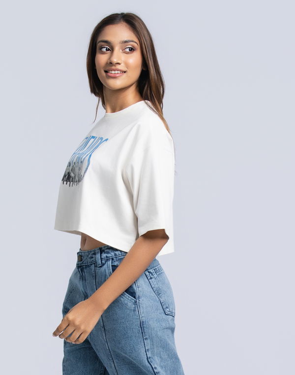 NOLIMIT WARNER BROS Women's Crop T-Shirt Off White