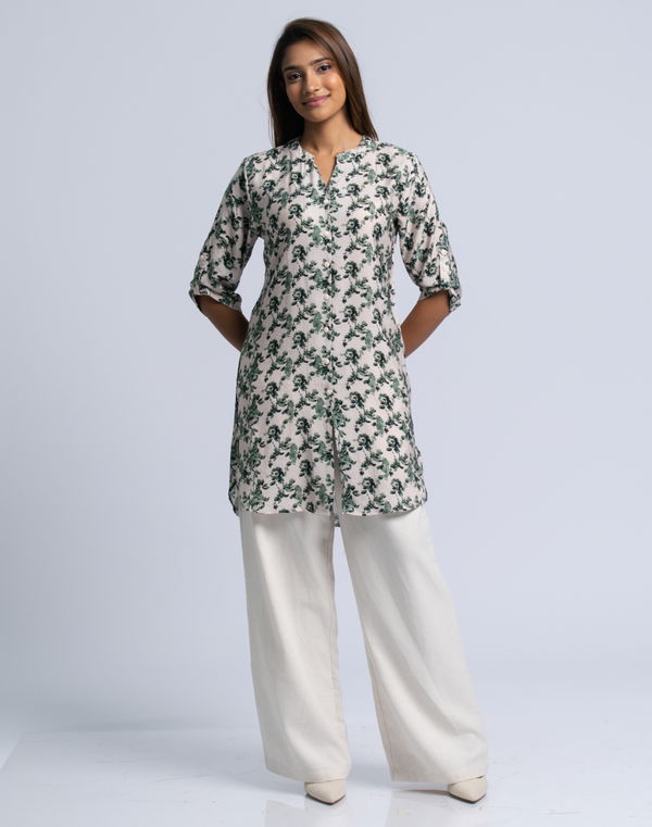 NOLIMIT Women's Chinese Collar Kurta Green