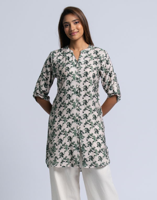 NOLIMIT Women's Chinese Collar Kurta Green