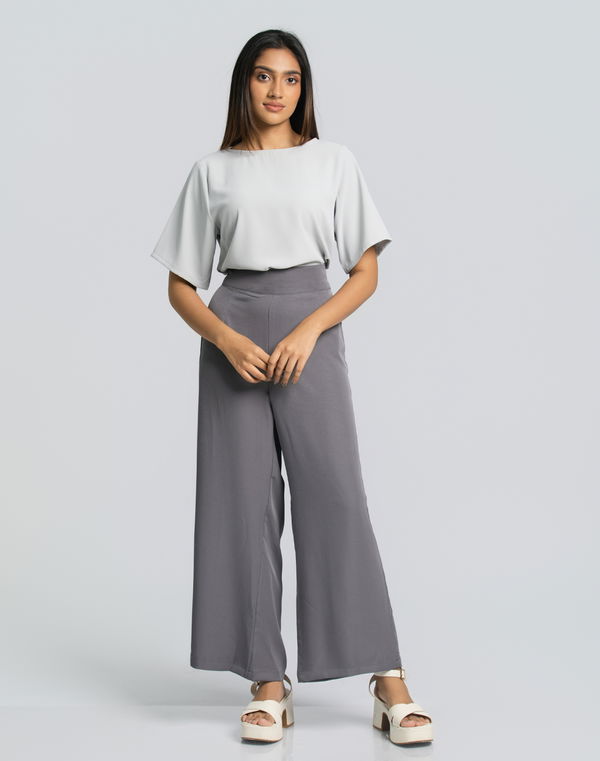 NOLIMIT Women's Crew Neck Formal Blouse Steel Grey