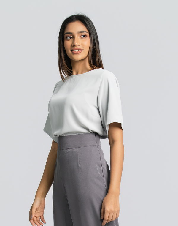 NOLIMIT Women's Crew Neck Formal Blouse Steel Grey