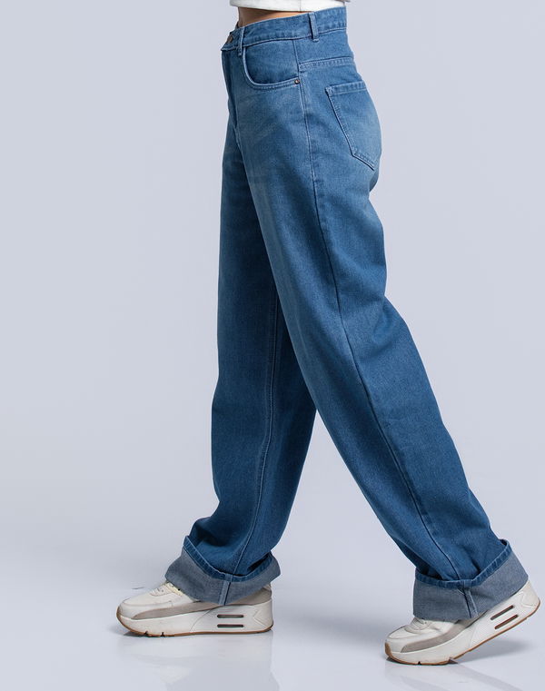 NOLIMIT Women's High Waist Wide Leg Jeans Light Blue