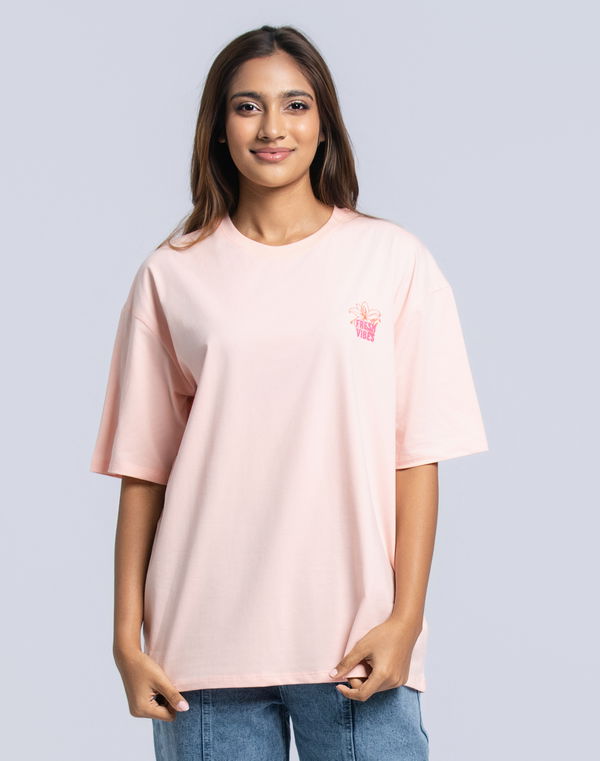 NOLIMIT Women's Oversized Screen Print T-Shirt Peach