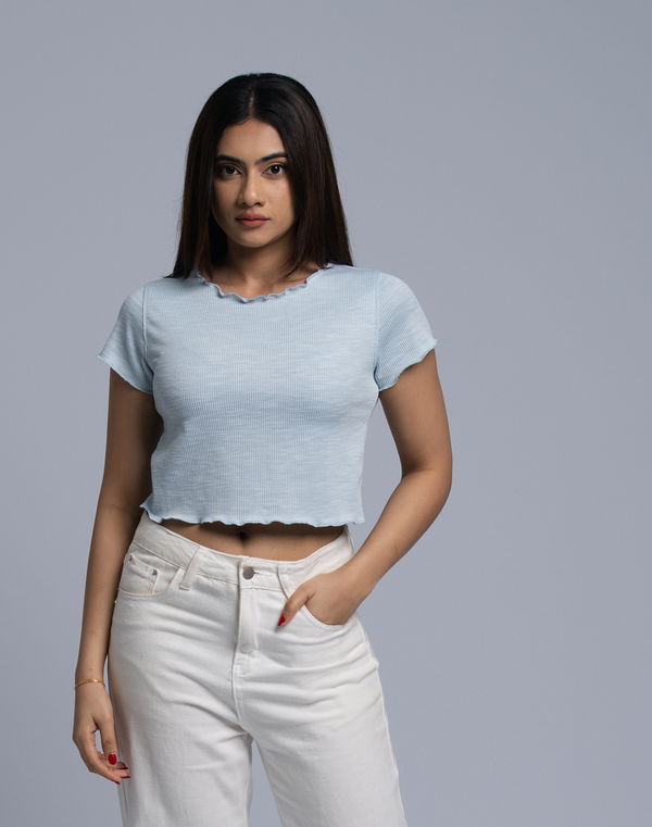 NOLIMIT Women's Regular Fit Crop T-Shirt Blue