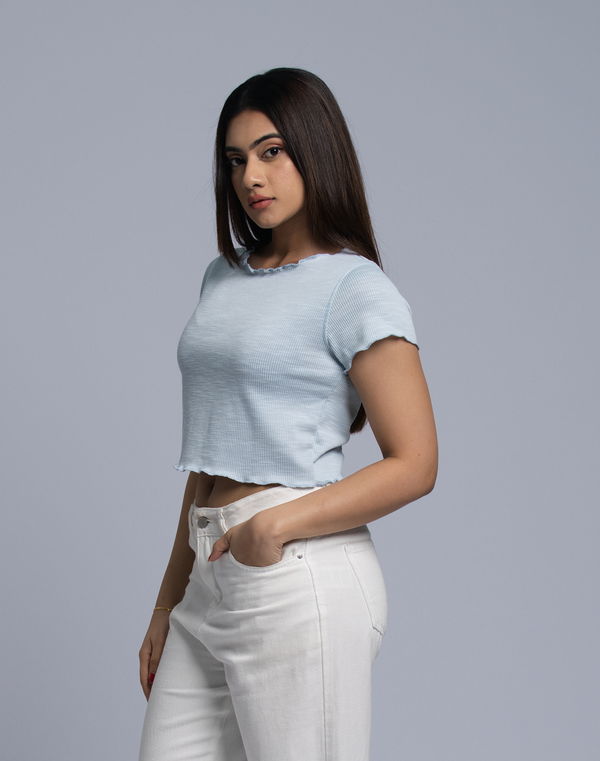 NOLIMIT Women's Regular Fit Crop T-Shirt Blue