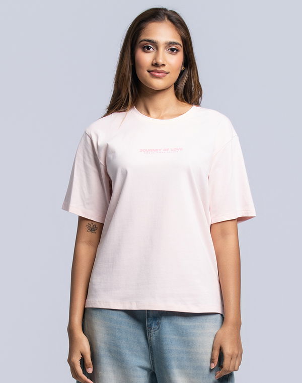 NOLIMIT Women's Regular Fit Printed T-Shirt Pink